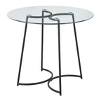 Tavolo da pranzo rotondo in vetro temperato da 35", struttura nera/oro/cromata, 4 posti