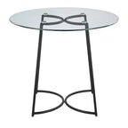Tavolo da pranzo rotondo in vetro temperato da 35", struttura nera/oro/cromata, 4 posti
