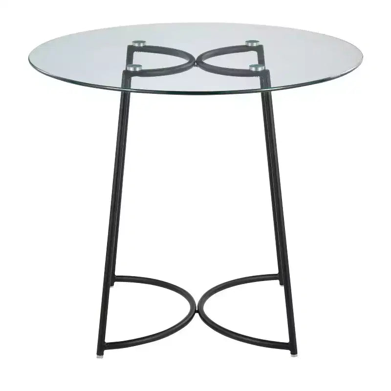 Tavolo da pranzo rotondo in vetro temperato da 35", struttura nera/oro/cromata, 4 posti
