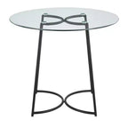 Tavolo da pranzo rotondo in vetro temperato da 35", struttura nera/oro/cromata, 4 posti