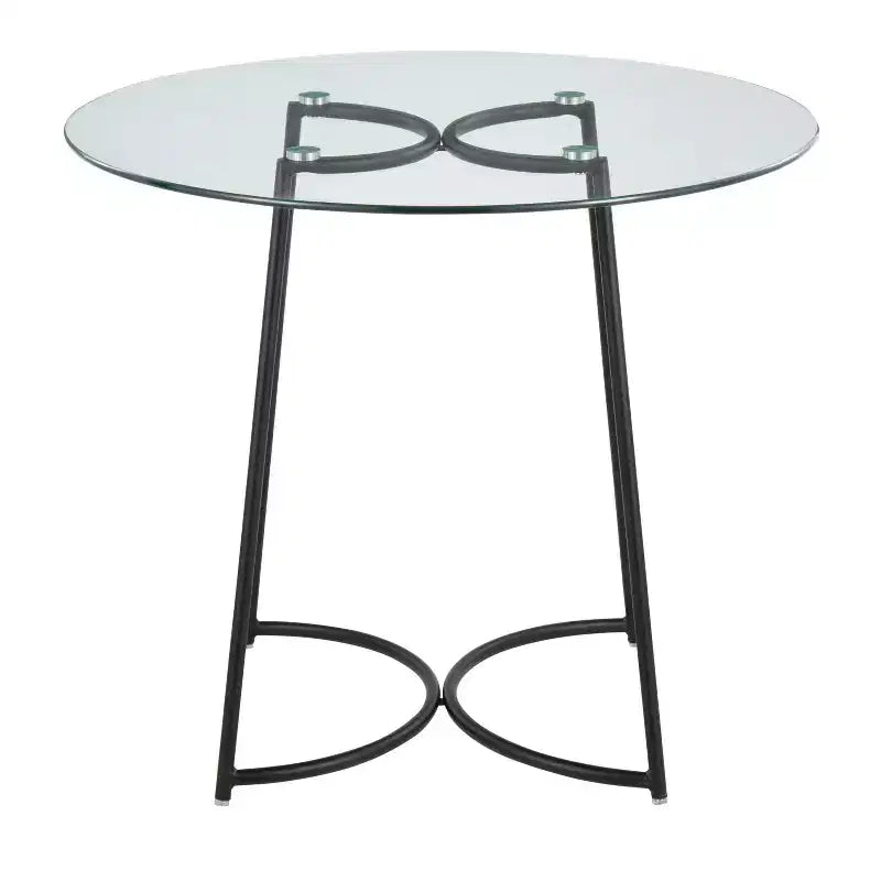 Tavolo da pranzo rotondo in vetro temperato da 35", struttura nera/oro/cromata, 4 posti