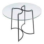 Tavolo da pranzo rotondo in vetro temperato da 35", struttura nera/oro/cromata, 4 posti