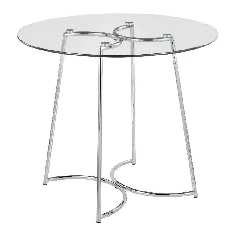 Tavolo da pranzo rotondo in vetro temperato da 35", struttura nera/oro/cromata, 4 posti