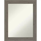 Amanti Art Fencepost Grey Narrow Non-Beveled Wood Bathroom Wall Mirror 28.5 x 22.5 in.