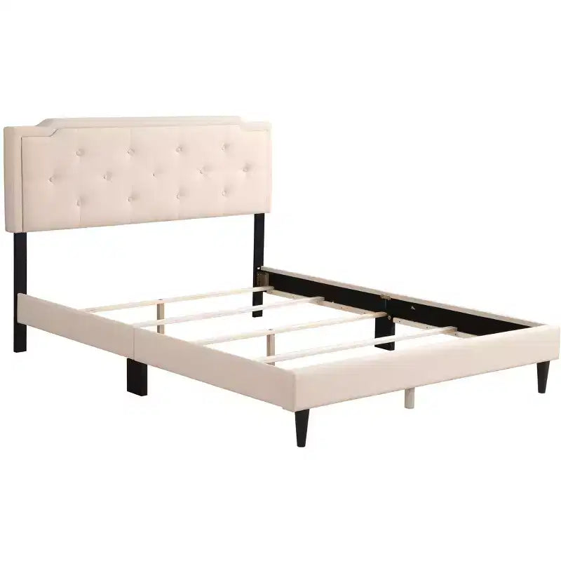 Letto matrimoniale con pannello regolabile imbottito beige/bianco – 2 colori, 1 persona