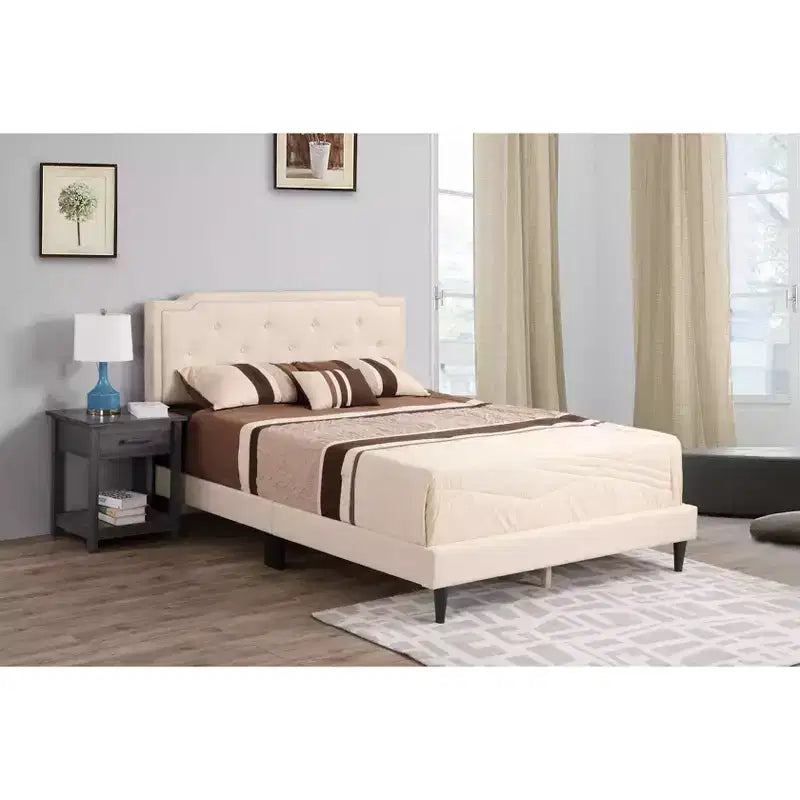 Letto matrimoniale con pannello regolabile imbottito beige/bianco – 2 colori, 1 persona