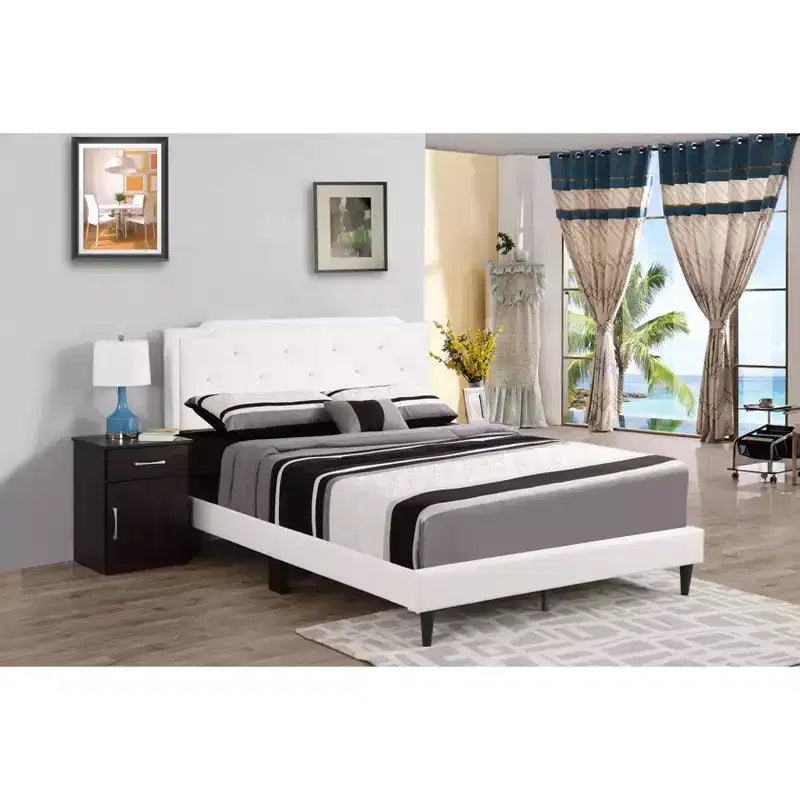 Letto matrimoniale con pannello regolabile imbottito beige/bianco – 2 colori, 1 persona