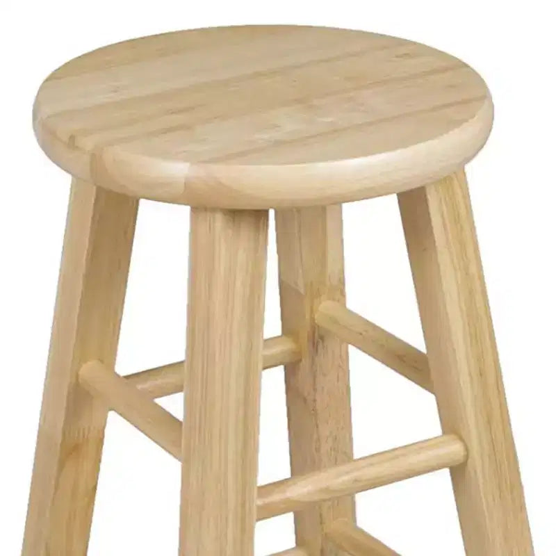 Sgabelli da bancone rotondi senza schienale in legno naturale, set da 8