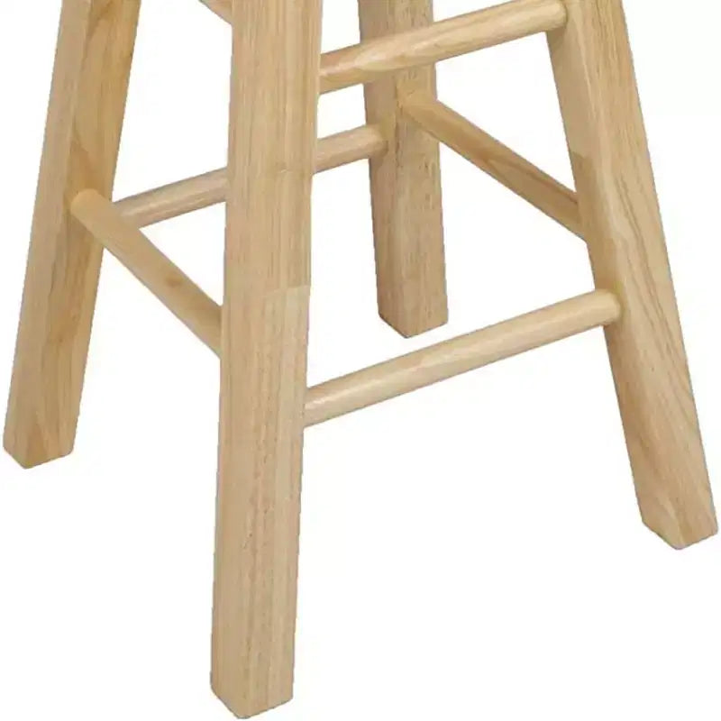 Sgabelli da bancone rotondi senza schienale in legno naturale, set da 8
