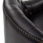 Poltrona a barilotto in vera pelle capitonné, seduta singola – Beige / Nero / Cammello / Blu Marino