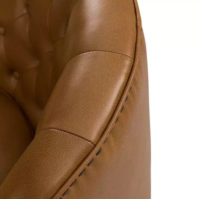 Poltrona a barilotto in vera pelle capitonné, seduta singola – Beige / Nero / Cammello / Blu Marino