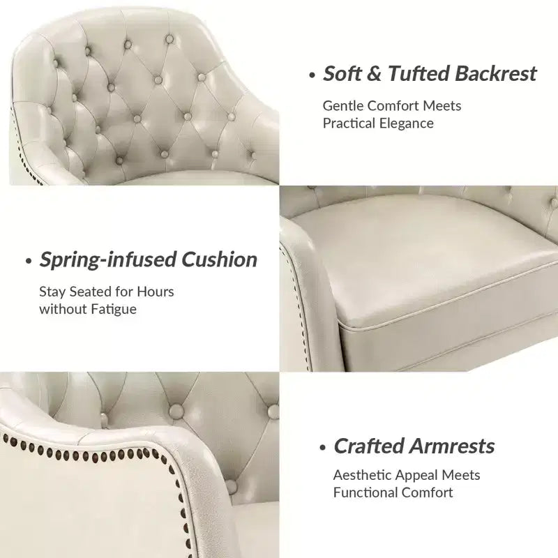 Poltrona a barilotto in vera pelle capitonné, seduta singola – Beige / Nero / Cammello / Blu Marino