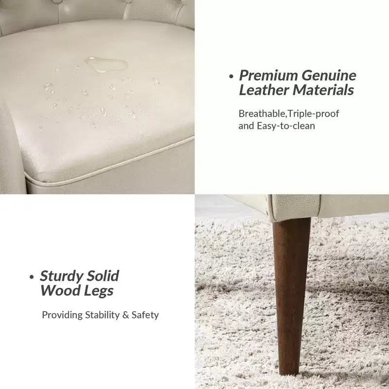 Poltrona a barilotto in vera pelle capitonné, seduta singola – Beige / Nero / Cammello / Blu Marino