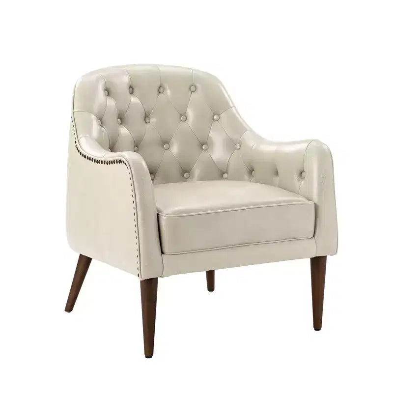 Poltrona a barilotto in vera pelle capitonné, seduta singola – Beige / Nero / Cammello / Blu Marino