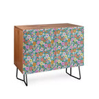 Credenza Marrone Noce Floreale, Stile a 2 Ante, Montaggio da 1 a 2 Persone