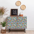 Credenza Marrone Noce Floreale, Stile a 2 Ante, Montaggio da 1 a 2 Persone