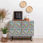 Credenza Marrone Noce Floreale, Stile a 2 Ante, Montaggio da 1 a 2 Persone